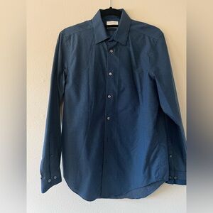 Calvin Klein Navy Patterned Dress Shirt
